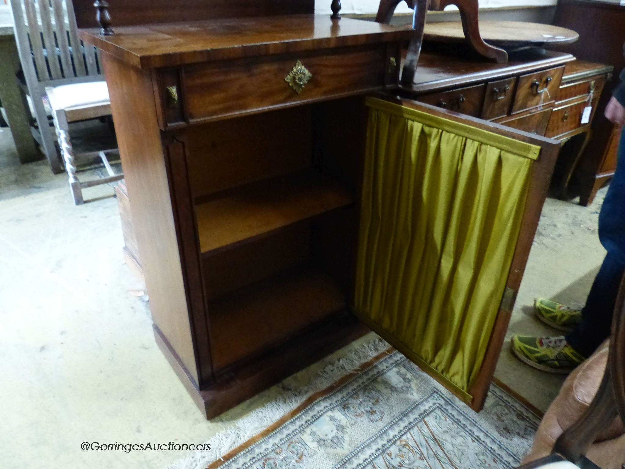 A Regency mahogany chiffonier, of narrow proportions, width 65cm, depth 40cm, height 146cm